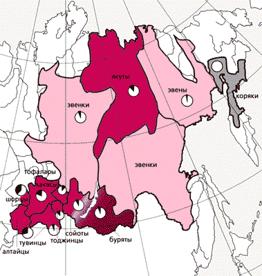 Карта расселения эвенков