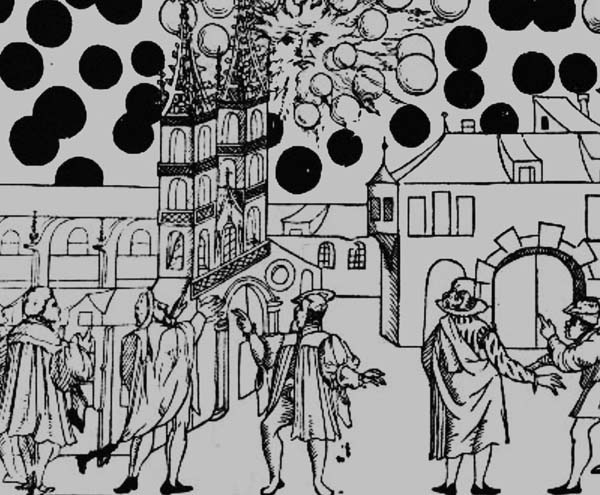 Рис. 87. «Сражение» НЛО над Базелем в 1566 году
