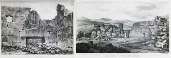 Рис. 5. Рисунок Львиных Ворот, выполненный художником Доддвеллом в 1834 г. (вид спереди и сзади)