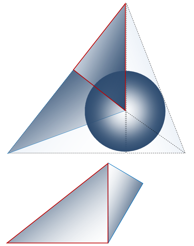 Треугольник снизу. Тетраэдр. Треугольник сверху. Треугольник вид сверху. Начертить шар и тетраэдр.